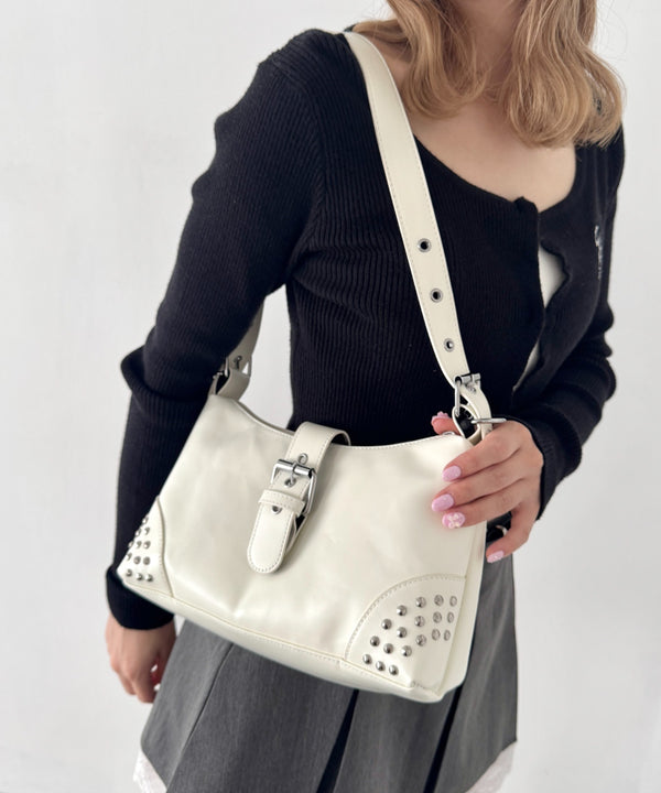 スタッズベルトPUショルダーバッグ | LO1256006 | アイボリー
