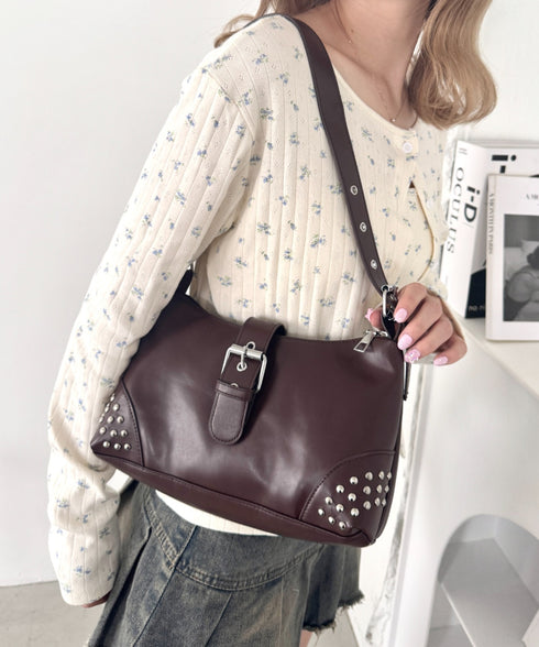 スタッズベルトPUショルダーバッグ | LO1256006 | ブラウン