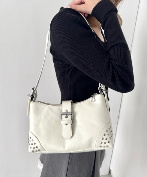 スタッズベルトPUショルダーバッグ | LO1256006 | アイボリー
