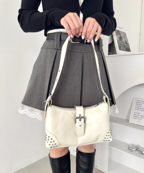 スタッズベルトPUショルダーバッグ | LO1256006 | アイボリー