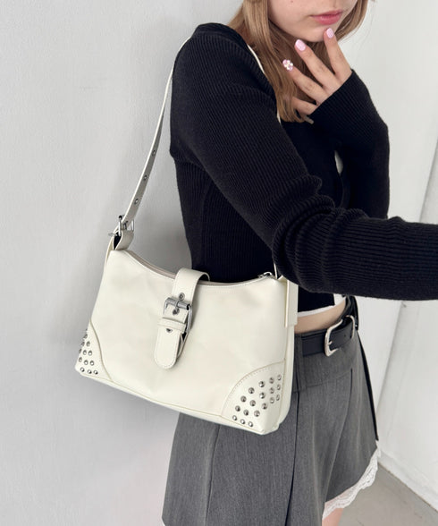スタッズベルトPUショルダーバッグ | LO1256006 | アイボリー