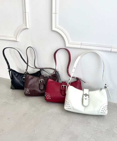 スタッズベルトPUショルダーバッグ | LO1256006 | レッド