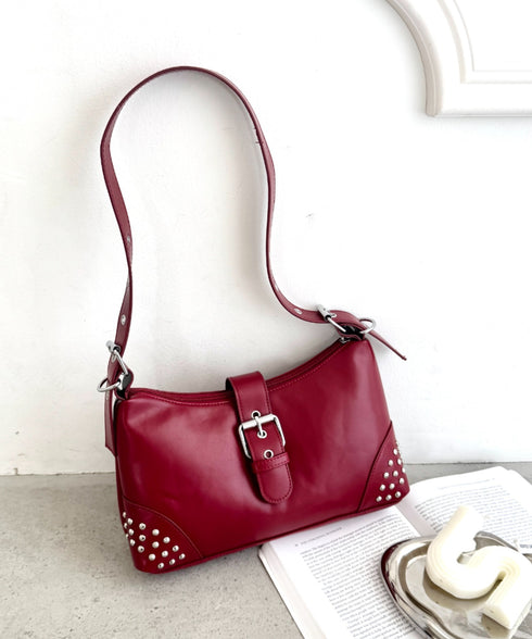 スタッズベルトPUショルダーバッグ | LO1256006 | レッド
