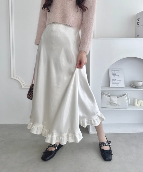 フリルサテンナロースカート | LO2253004 | オフホワイト