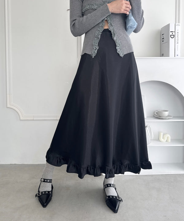 フリルサテンナロースカート | LO2253004 | ブラック