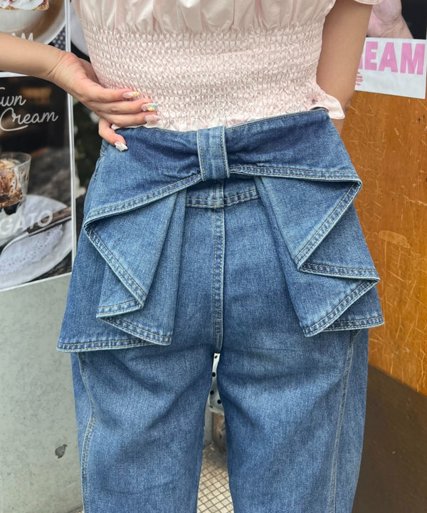 バックリボンデニムパンツ | LO2253005 | ブルー