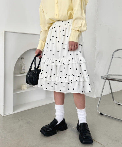 ドットフリルティアードミディスカート | SL2256007 | アイボリー