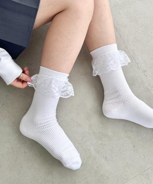 トップレースリブソックス | SL6256008 | ホワイト
