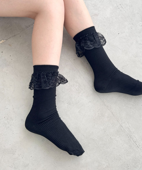 トップレースリブソックス | SL6256008 | ブラック