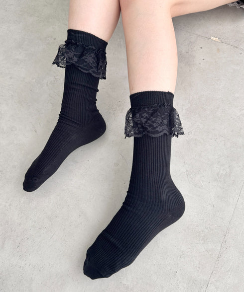 トップレースリブソックス | SL6256008 | ブラック