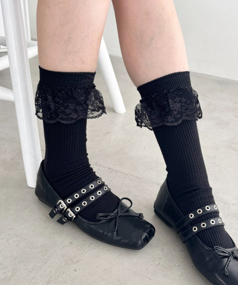 トップレースリブソックス | SL6256008 | ブラック