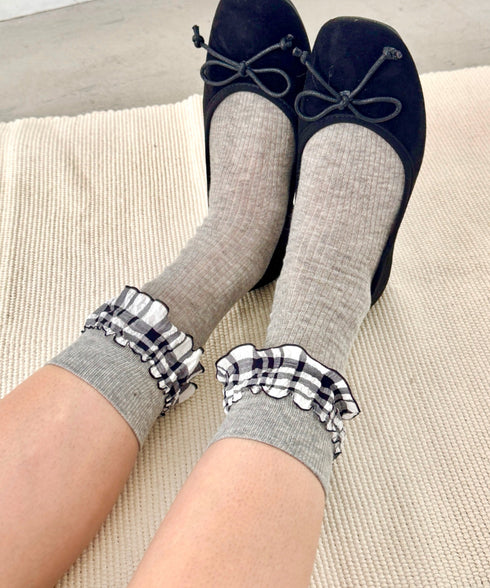 異素材フリルリブソックス | SL6256009 | グレー