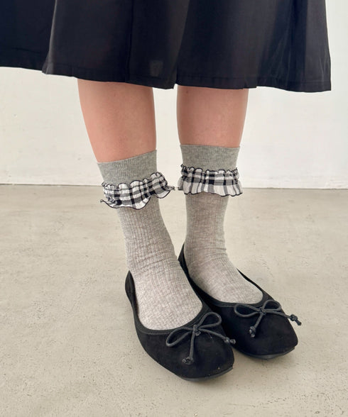 異素材フリルリブソックス | SL6256009 | グレー