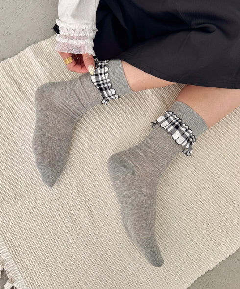 異素材フリルリブソックス | SL6256009 | グレー