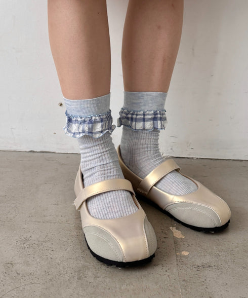 異素材フリルリブソックス | SL6256009 | ライトブルー