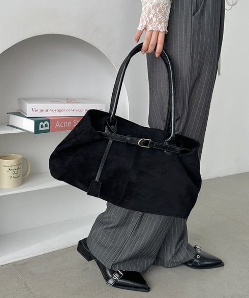 ベルトデザインフェイクスエードバッグ | CL1256003 | ブラック