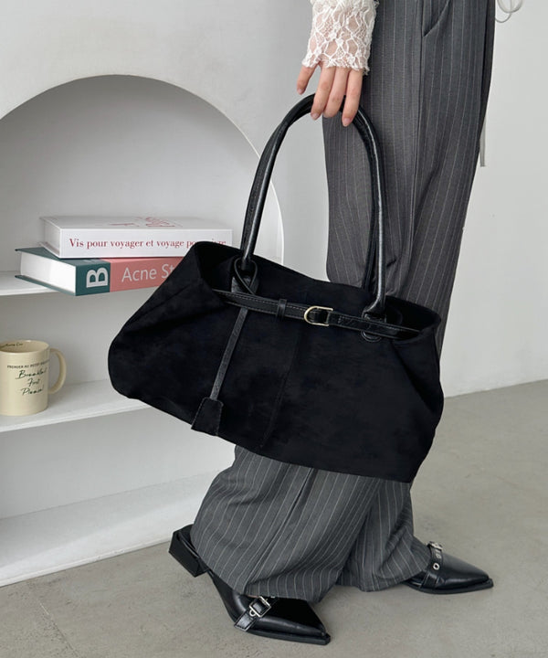 ベルトデザインフェイクスエードバッグ | CL1256003 | ブラック