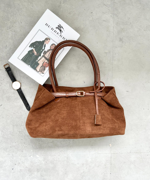 ベルトデザインフェイクスエードバッグ | CL1256003 | ブラウン