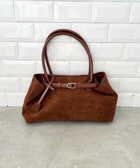 ベルトデザインフェイクスエードバッグ | CL1256003 | ブラウン