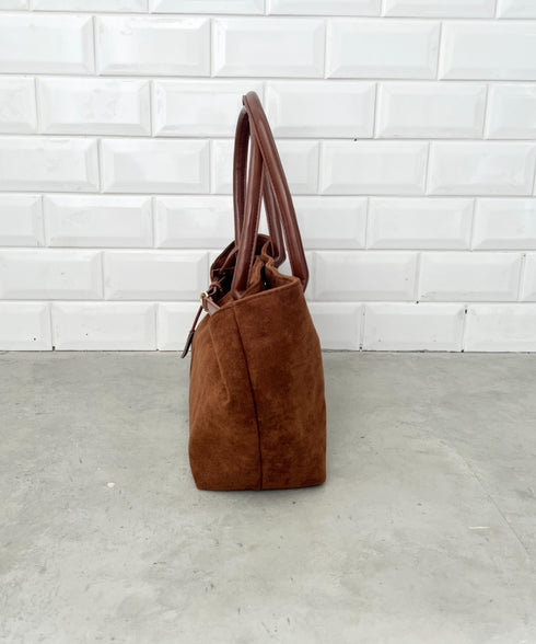 ベルトデザインフェイクスエードバッグ | CL1256003 | ブラウン