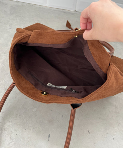 ベルトデザインフェイクスエードバッグ | CL1256003 | ブラウン