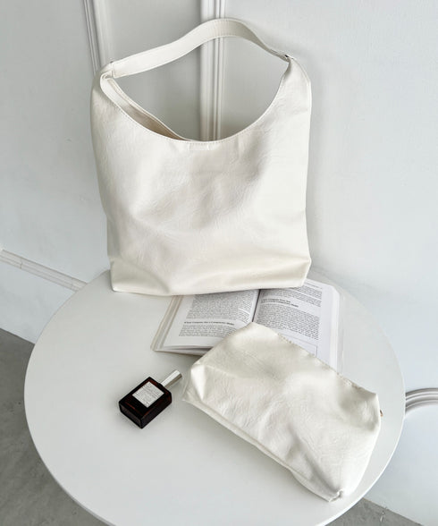 【A4サイズ対応】ワンハンドルPUトートバッグ | CL1256005 | アイボリー