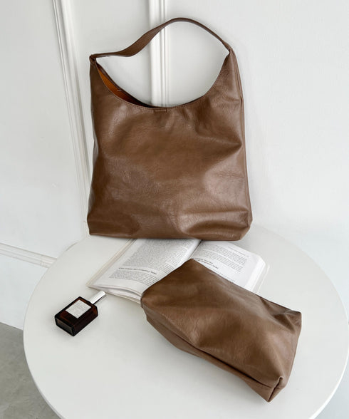 【A4サイズ対応】ワンハンドルPUトートバッグ | CL1256005 | ブラウン