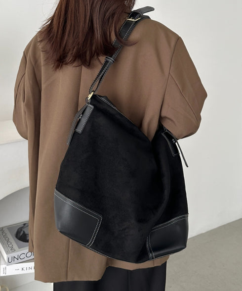 【A4サイズ対応】ワンハンドルフェイクスエードバッグ | CL1256007 | ブラック