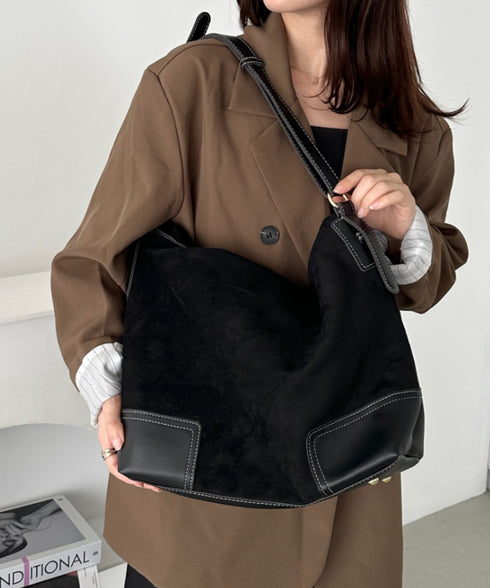 【A4サイズ対応】ワンハンドルフェイクスエードバッグ | CL1256007 | ブラック