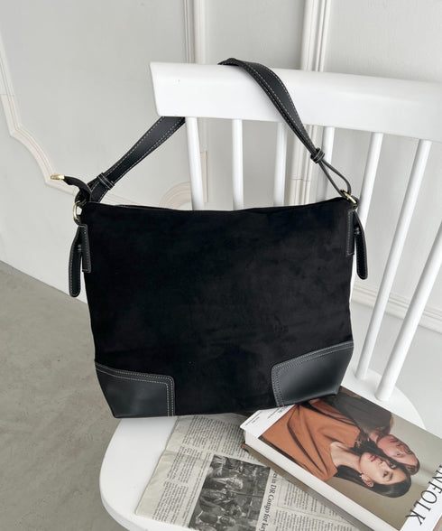 【A4サイズ対応】ワンハンドルフェイクスエードバッグ | CL1256007 | ブラック