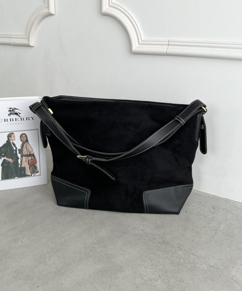 【A4サイズ対応】ワンハンドルフェイクスエードバッグ | CL1256007 | ブラック