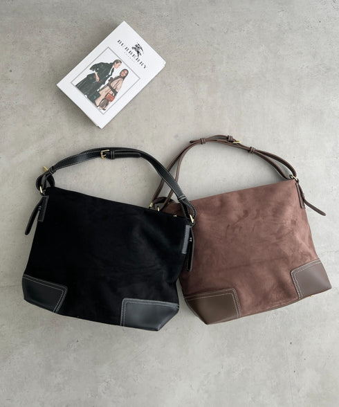 【A4サイズ対応】ワンハンドルフェイクスエードバッグ | CL1256007 | ブラック