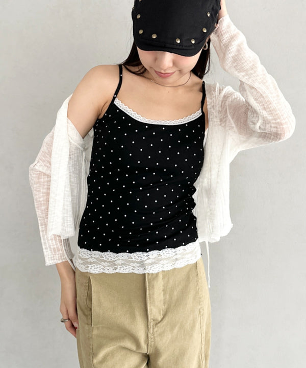 カップ付きドット柄キャミソール | BA2255052 | ブラック