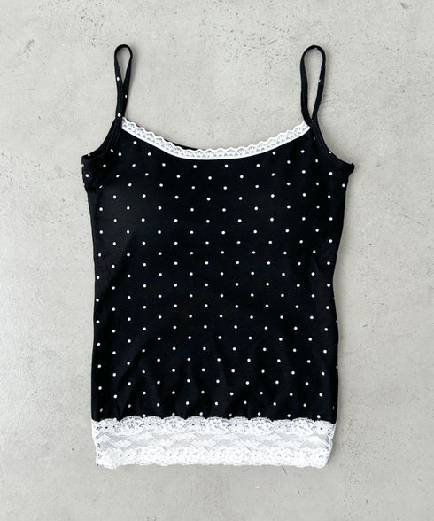 カップ付きドット柄キャミソール | BA2255052 | ブラック