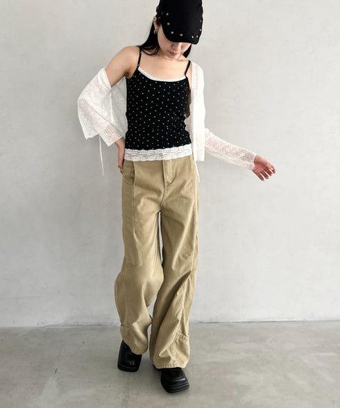 カップ付きドット柄キャミソール | BA2255052 | ブラック