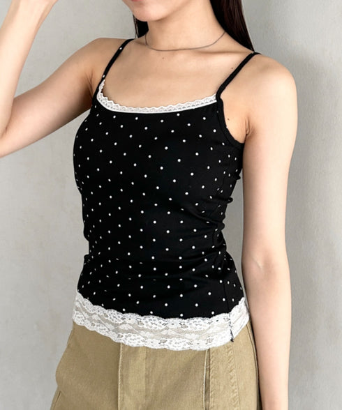カップ付きドット柄キャミソール | BA2255052 | ブラック