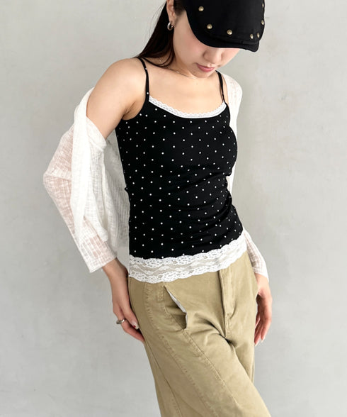 カップ付きドット柄キャミソール | BA2255052 | ブラック