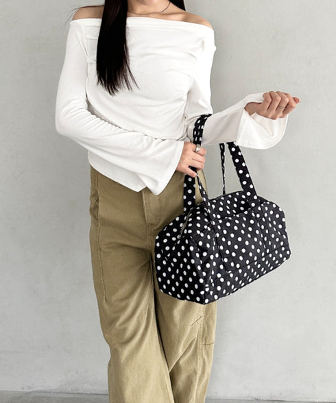 ドット柄ナイロンショルダーバッグ | BA1255054 | ブラック