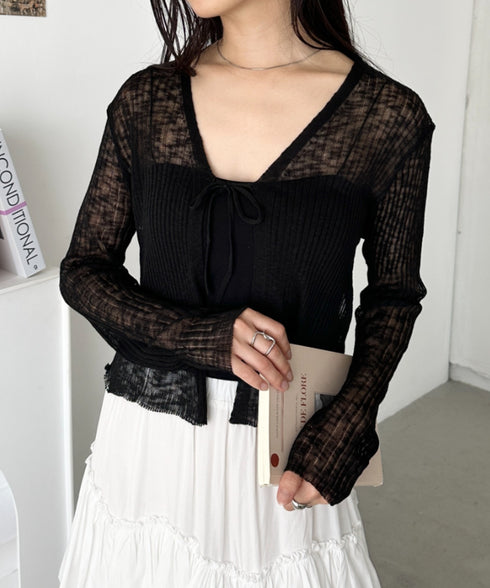 フロントリボンシアーカーディガン | CL2255053 | ブラック