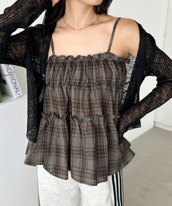 チェック柄キャミビスチェ | CL2255054 | グリーン