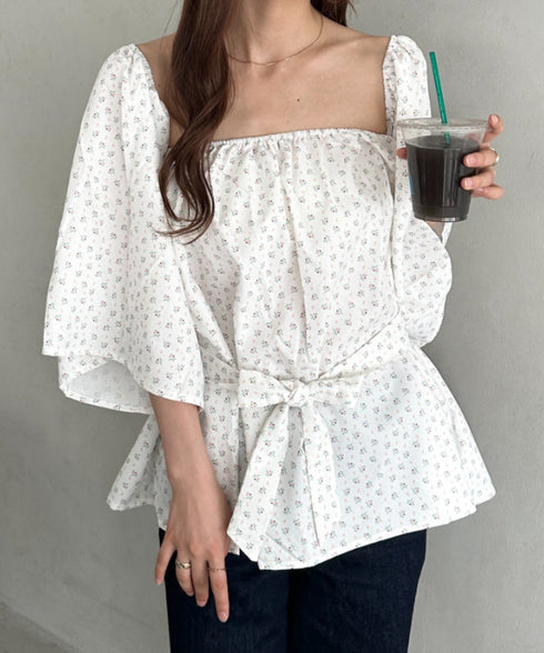 オフショル小花柄ボリュームブラウス | MD2253010 | ホワイト