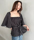 オフショル小花柄ボリュームブラウス | MD2253010 | ブラック