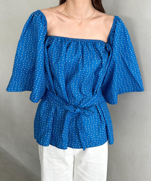 オフショル小花柄ボリュームブラウス | MD2253010 | ブルー