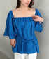 オフショル小花柄ボリュームブラウス | MD2253010 | ブルー