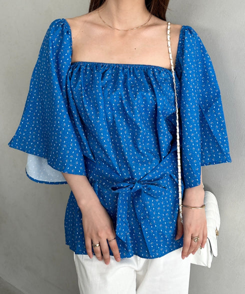 オフショル小花柄ボリュームブラウス | MD2253010 | ブルー
