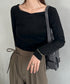 アンバランスネックデザイントップス | MD2253011 | ブラック