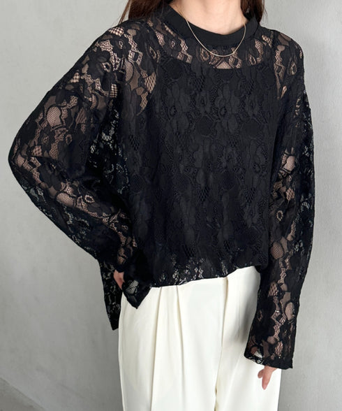 総レースビッグシルエットトップス | MD2253013 | ブラック