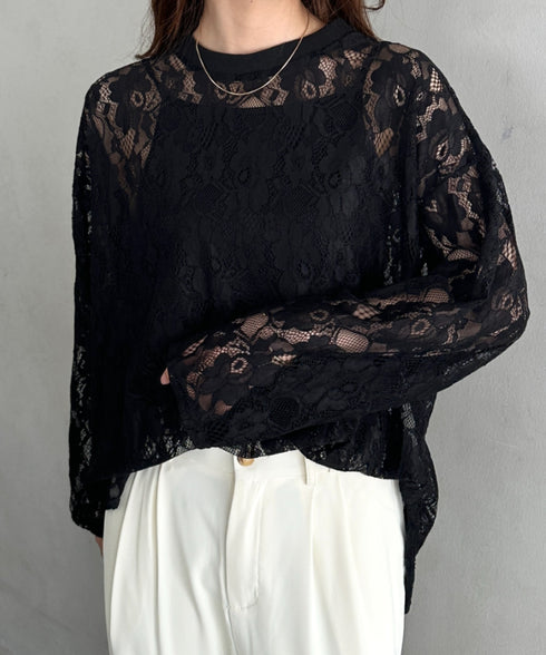 総レースビッグシルエットトップス | MD2253013 | ブラック