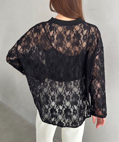 総レースビッグシルエットトップス | MD2253013 | ブラック