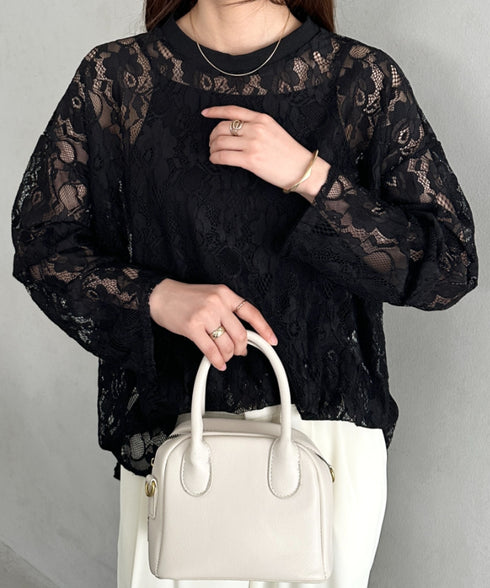 総レースビッグシルエットトップス | MD2253013 | ブラック